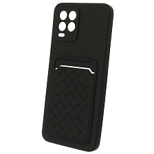 Чехол накладка CARD CASE для Realme 8, Realme 8 Pro, силикон, отдел для карт, цвет черный