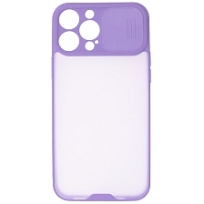 Чехол накладка LIFE TIME для APPLE iPhone 13 Pro Max (6.7), силикон, пластик, матовый, со шторкой для защиты задней камеры, цвет окантовки сиреневый