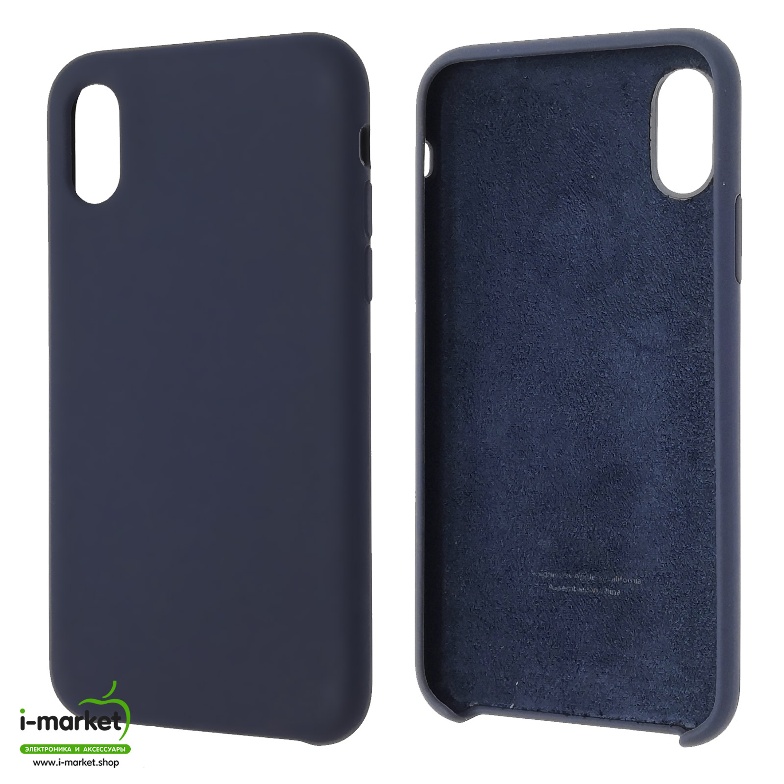 Чехол накладка Silicon Case для APPLE iPhone X, iPhone XS, силикон, бархат, цвет черно синий