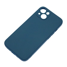 Чехол накладка для APPLE iPhone 13, силикон, бархат, цвет темно синий