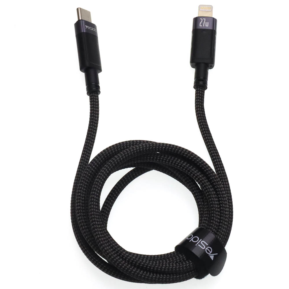 Кабель YESIDO CA159 USB Type C на Lightning 8 pin, 27W, длина 1.2 метра, цвет черный