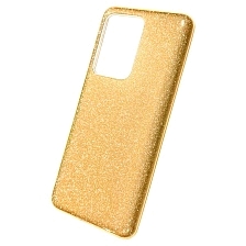 Чехол накладка Shine для SAMSUNG Galaxy S20 Ultra (SM-G988), силикон, блестки, цвет золотистый