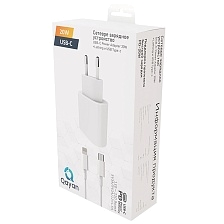 СЗУ (Сетевое зарядное устройство) QAYAN QA20W с кабелем USB Type C на Lightning 8 pin, 20W, 1 USB Type C, PD20W, QC3.0, длина 1 метр, цвет белый