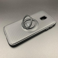 Чехол накладка iFace для SAMSUNG Galaxy J3 2017 (SM-J330), силикон, кольцо держатель, цвет черный.