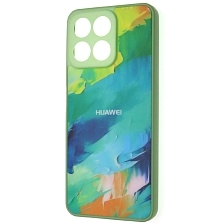 Чехол накладка для Honor X7c, пластик, силикон, защита камеры, рисунок Зеленая абстракция