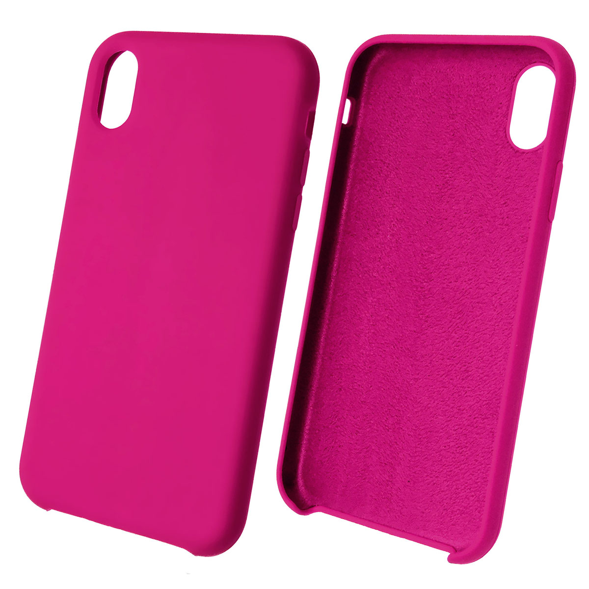 Чехол накладка Silicon Case для APPLE iPhone XR, силикон, бархат, цвет пурпурно красный.