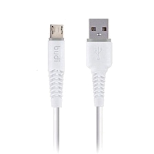 Кабель BUDI DC256M10W Micro USB, 1 метр, 3A, цвет белый