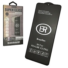Защитное стекло 9H BR для Realme X2 Pro, цвет окантовки черный.