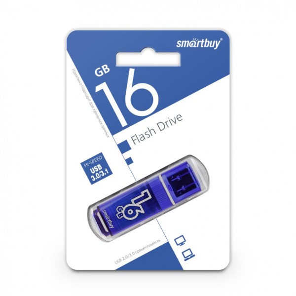 Флешка 16Gb SMARTBUY Glossy SB16GBGS-DB, USB 3.0, цвет синий
