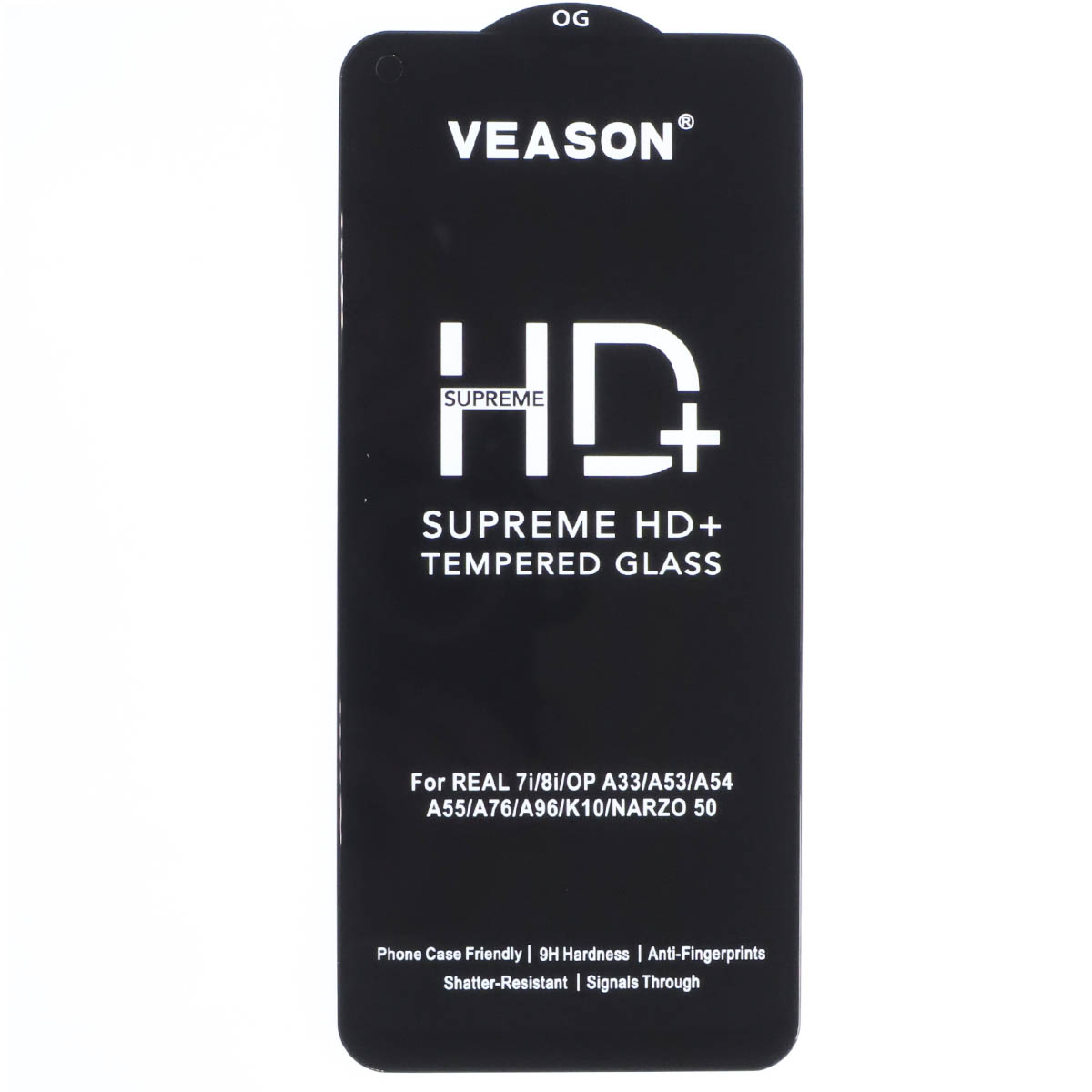 Защитное стекло VEASON HD+ для Realme 7i, 8i, OPPO A33, A53, A54, A55, цвет окантовки черный