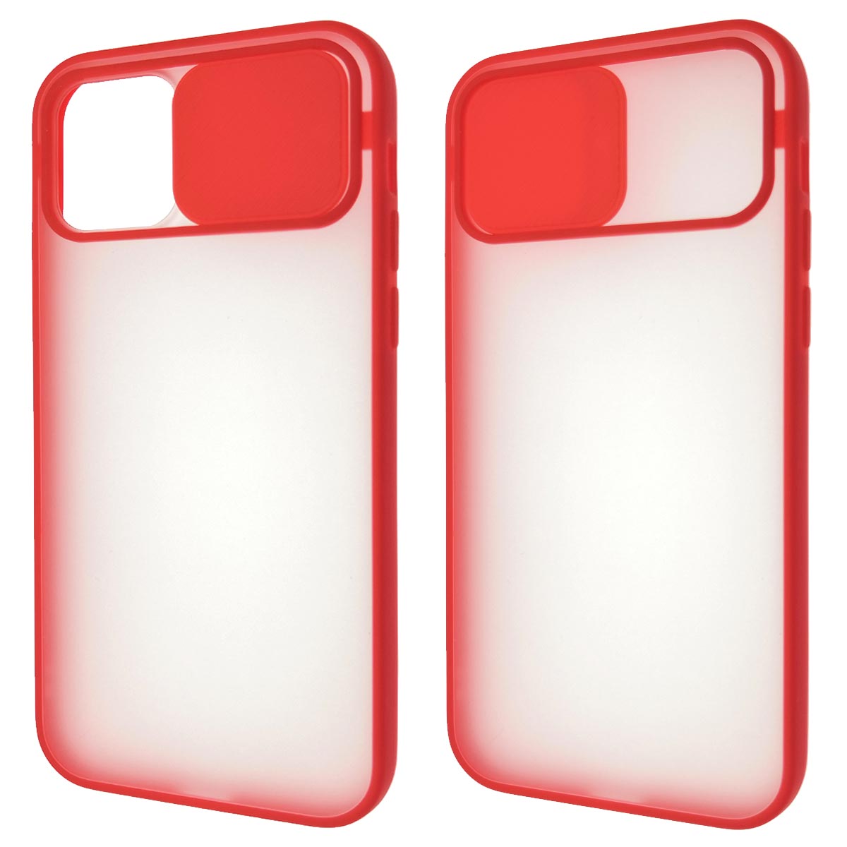 Чехол накладка для APPLE iPhone 12 (6.1"), iPhone 12 Pro (6.1"), силикон, пластик, матовый, со шторкой для защиты задней камеры, цвет окантовки красный