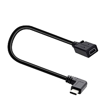 Кабель переходник с Mini USB на Type-C угловой коннектор, длина кабеля 20 см, цвет черный