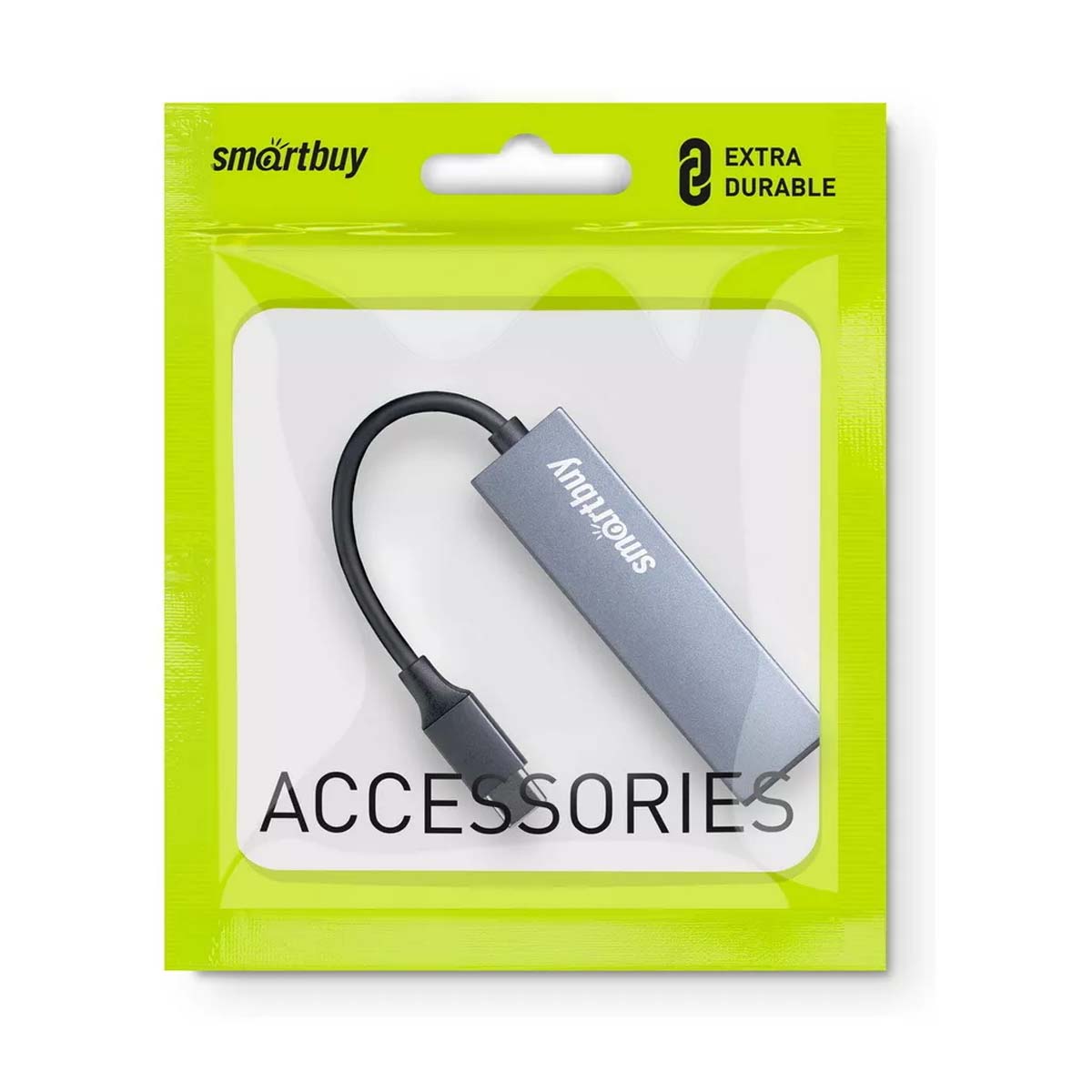 USB хаб SMARTBUY 460C USB Type C на 2 USB 3.0, цвет серый