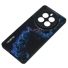 Чехол накладка для Realme 12 Pro, защита камеры, пластик, силикон, рисунок синяя абстракция