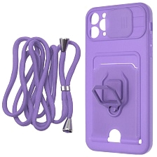 Чехол накладка MULTI FUNCTION 4 в 1 для APPLE iPhone 11 Pro MAX (6.5), цвет сиреневый