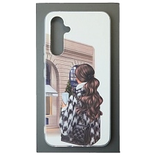 Чехол накладка для SAMSUNG Galaxy A54 5G, силикон, глянцевый, рисунок Девушка с сумкой CHANEL
