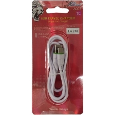 Кабель ASPsmcon A003 USB Type C, 2.1A, длина 1 метр, цвет белый