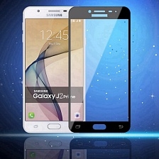 Стекло защитное "2D" для Samsung J2 Prime в техпаке, цвет черный.