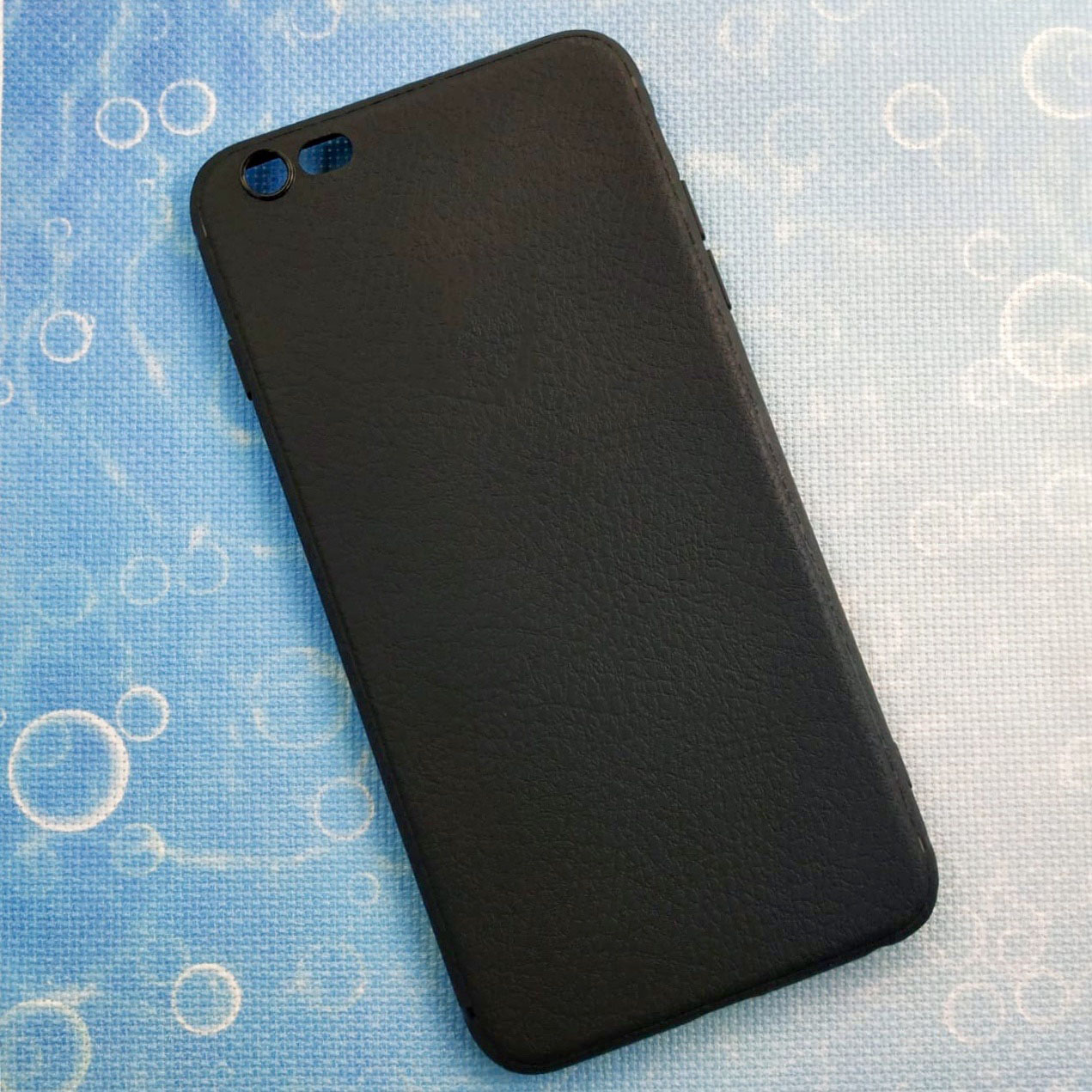 Накладка для Apple iPhone 6/6S Plus (5.5") силиконовая под кожу с вырезом APPLE чёрная BEST.