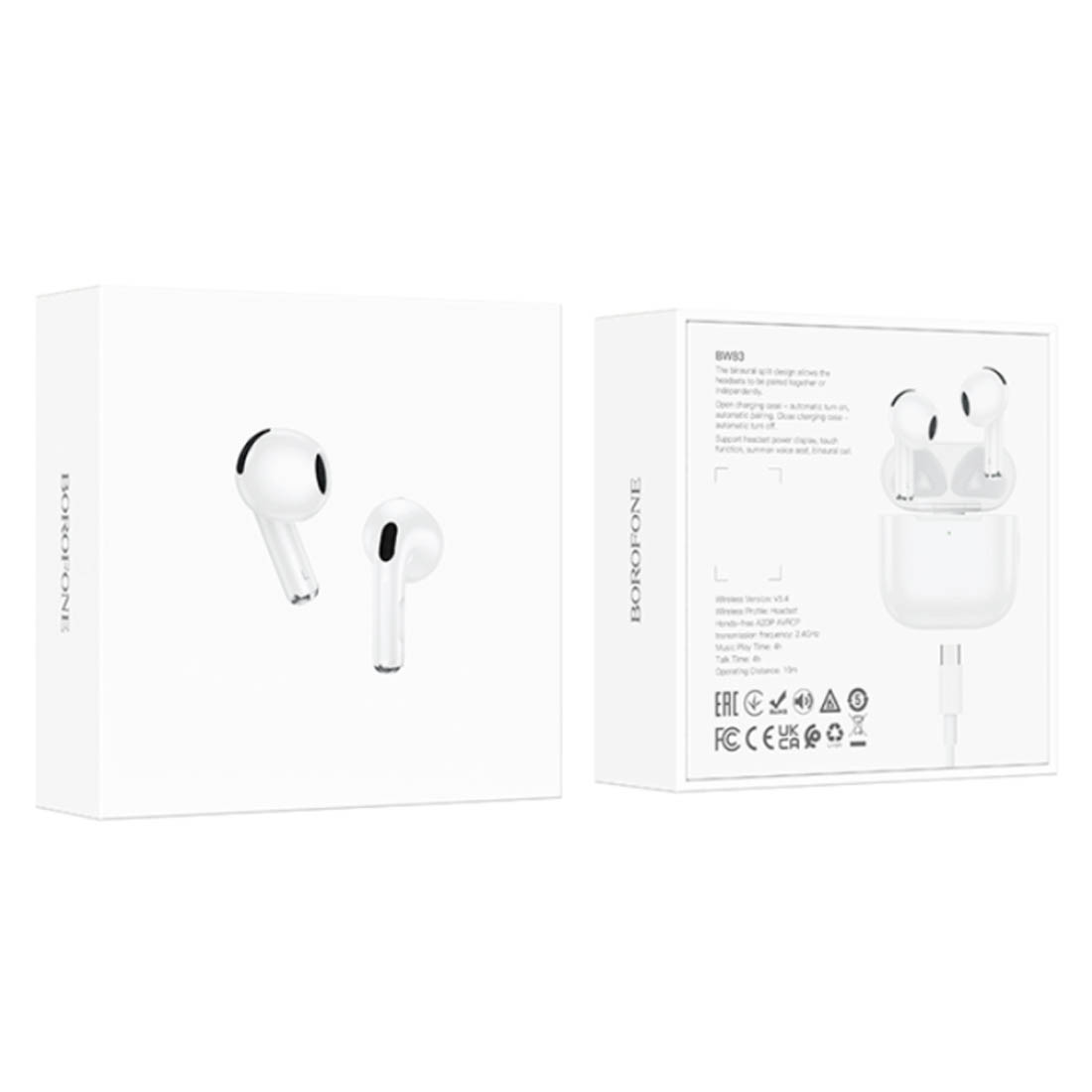 Гарнитура (наушники с микрофоном) беспроводная, BOROFONE BW83, цвет белый