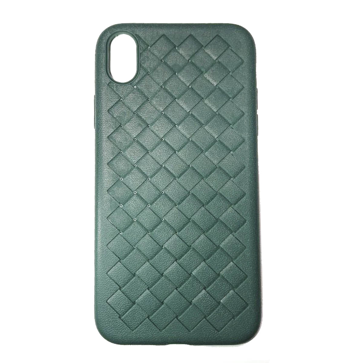 Чехол накладка для APPLE iPhone XR, силикон, плетение, цвет темно зеленый