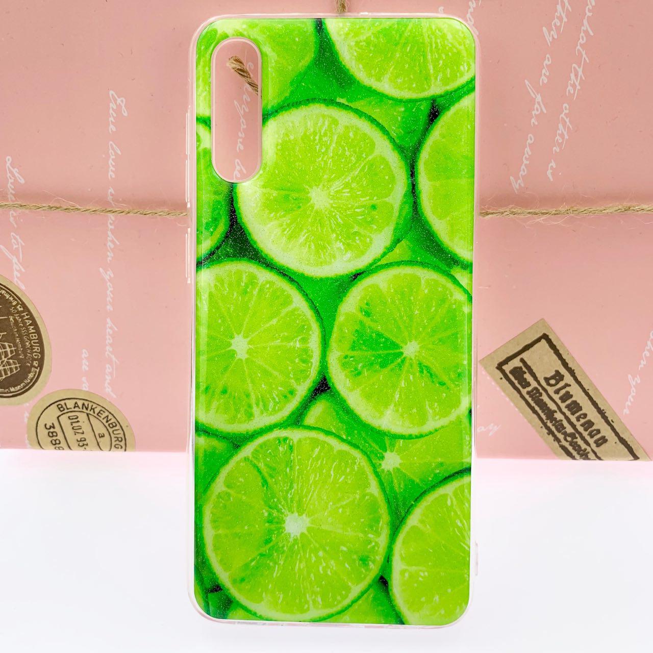 Чехол накладка для SAMSUNG Galaxy A50 (SM-A505), A30s (SM-A307), A50s (SM-A507), силикон, глянец, рисунок Цитрусы Лайм в разрезе.