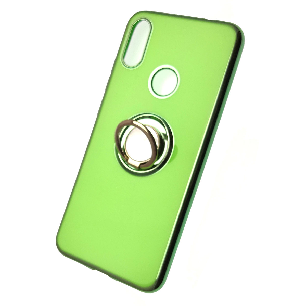 Чехол накладка для XIAOMI Redmi Note 7, Note 7 Pro, силикон, кольцо держатель, цвет зеленый.