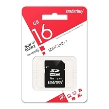 Карта памяти SDHC 16GB SMARTBUY UHS-1 Class 10, цвет черный