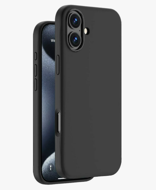 Чехол накладка Silicone Case для APPLE iPhone 16, L-ogo, бархатная подложка, цвет черный