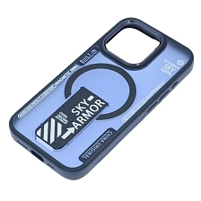 Чехол накладка Sky Armor с поддержкой MagSafe для APPLE iPhone 15 Pro, подставка, матовый, цвет темно синий Чехол накладка Sky Armor с поддержкой MagSafe для APPLE iPhone 15 Pro, подставка, матовый, цвет темно синий