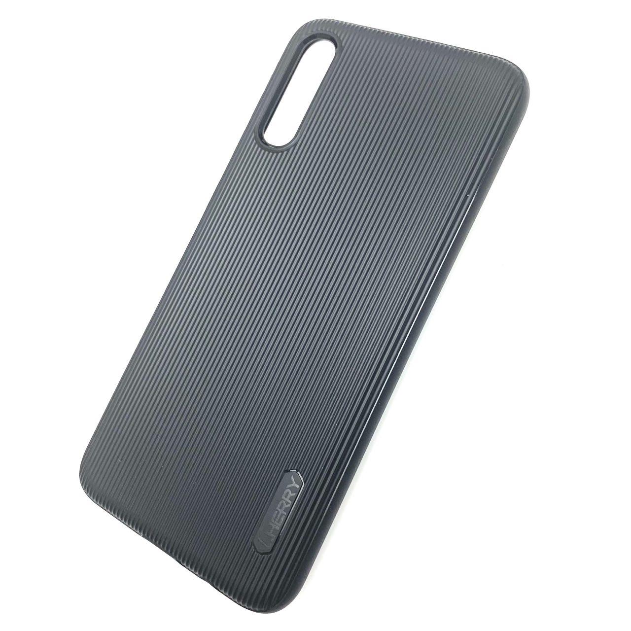 Чехол накладка Cherry для SAMSUNG Galaxy A70 (SM-A705), силикон, полоски, цвет черный.