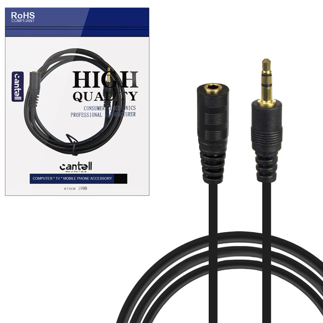 Кабель удлинитель Extension AUX Jack 3.5 мм (папа) на AUX Jack 3.5 мм (мама), длина 5 метров, цвет черный