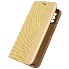 Чехол книжка MESH для XIAOMI POCO M3, текстиль, силикон, бархат, визитница, цвет золотистый