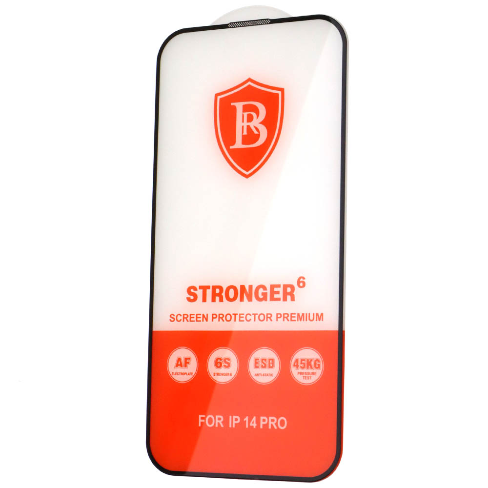 Защитное стекло STRONGER для APPLE iPhone 14 Pro, цвет окантовки черный