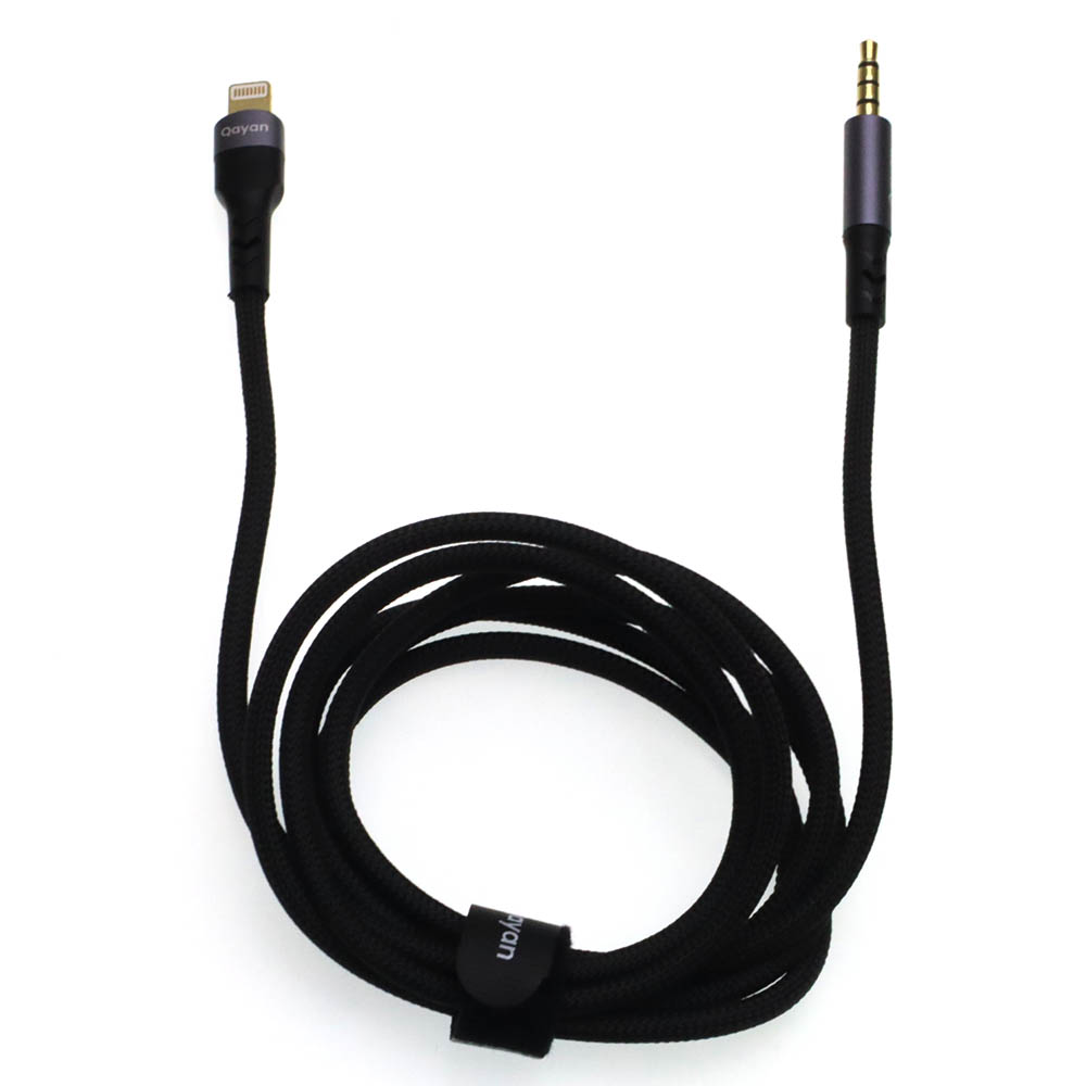 Аудио кабель, переходник QAYAN QAC161 Lightning 8 pin на AUX Jack 3.5 mm, длина 1.5 метра, цвет черный