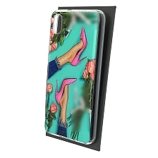 Чехол накладка для XIAOMI Redmi 7A, силикон, глянцевый, блестки, рисунок Туфли розы Шанель