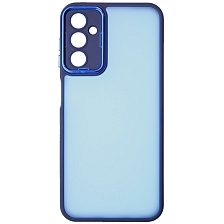 Чехол накладка KING для SAMSUNG Galaxy A14 4G, силикон, пластик, защита камеры, цвет окантовки темно синий