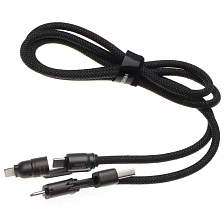 Кабель WEKOME KINKONG WDC-50 4 in 1 USB, USB Type C на USB Type C, Lightning 8 pin, 240W, длина 1.2 метра, цвет черный Кабель WEKOME KINKONG WDC-50 4 in 1 USB, USB Type C на USB Type C, Lightning 8 pin, 240W, длина 1.2 метра, цвет черный