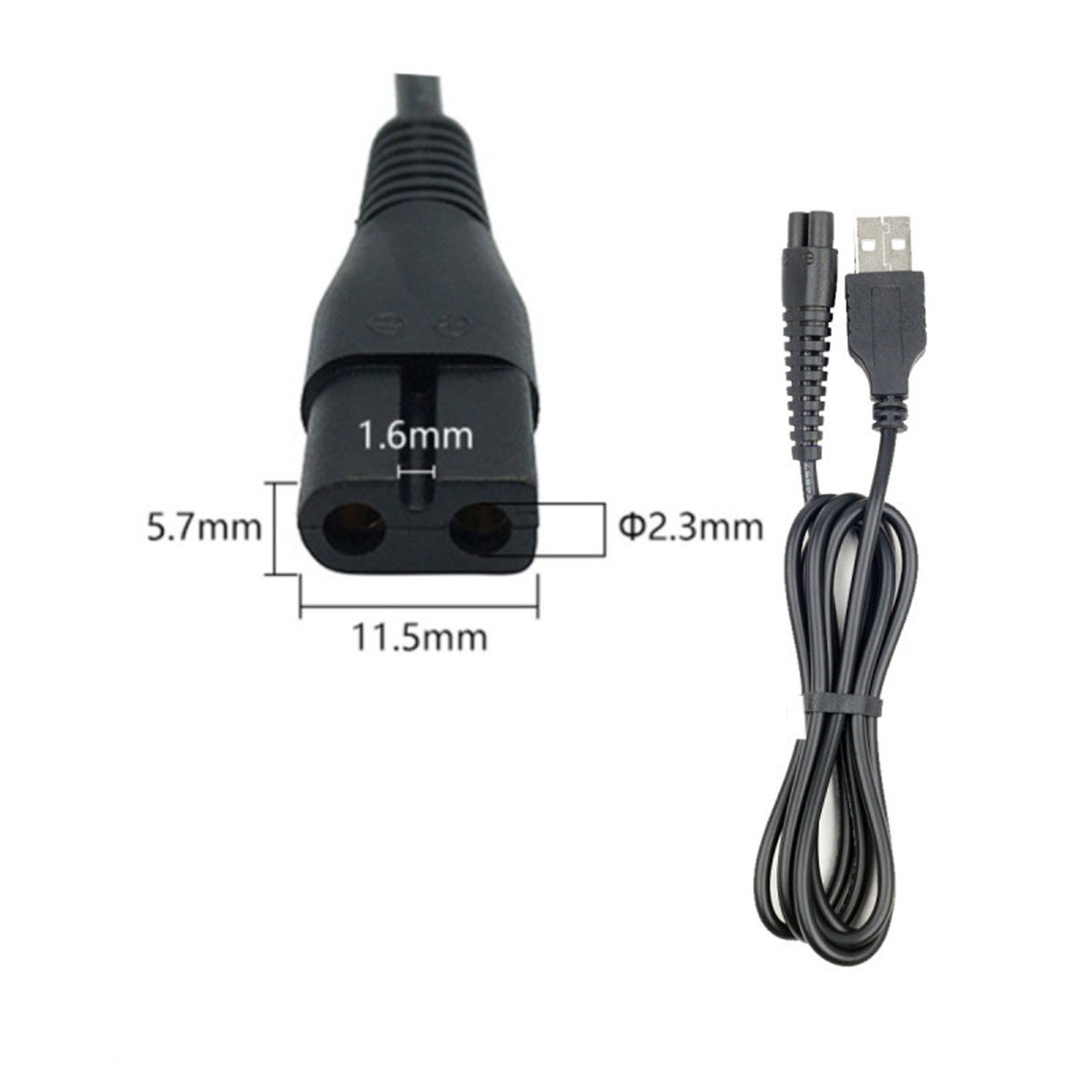 Кабель USB DL42 для зарядки электробритв, длина 1 метр, цвет черный (восьмерка)
