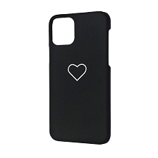 Чехол накладка для APPLE iPhone 11, пластик, матовый, рисунок Сердце, цвет черный.