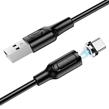 Магнитный зарядный кабель BOROFONE BX41 Amiable USB Type C, 3А, длина 1 метр, силикон, цвет черный