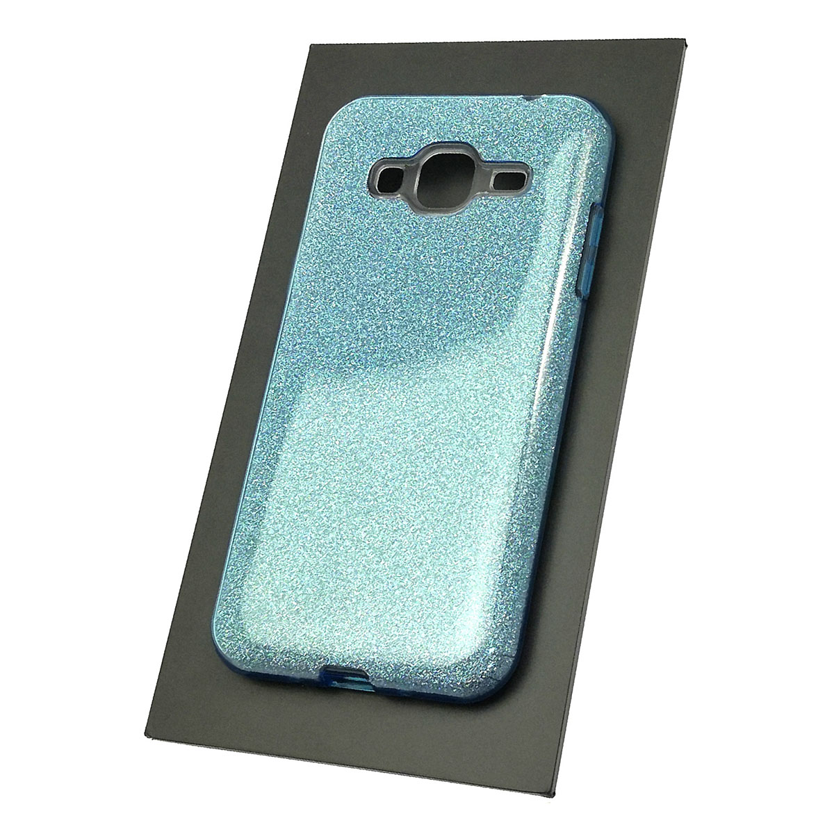 Чехол накладка Shine для SAMSUNG Galaxy J3 2016 (SM-J310), силикон, блестки, цвет голубой