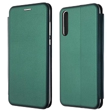 Чехол книжка STYLISH для HUAWEI Honor 30i (LRA-LX1), экокожа, визитница, цвет темно зеленый