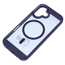 Чехол накладка с поддержкой MagSafe для APPLE iPhone 16 (6.1"), силикон, пластик, цвет окантовки темно фиолетовый Чехол накладка с поддержкой MagSafe для APPLE iPhone 16 (6.1"), силикон, пластик, цвет окантовки темно фиолетовый