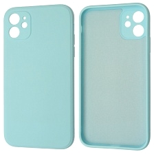 Чехол накладка для APPLE iPhone 11, силикон, бархат, цвет светло голубой