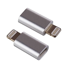 OTG USB адаптер (переходник) Micro USB на APPLE Lightning 8-pin, C&Q T03, цвет серебристый.