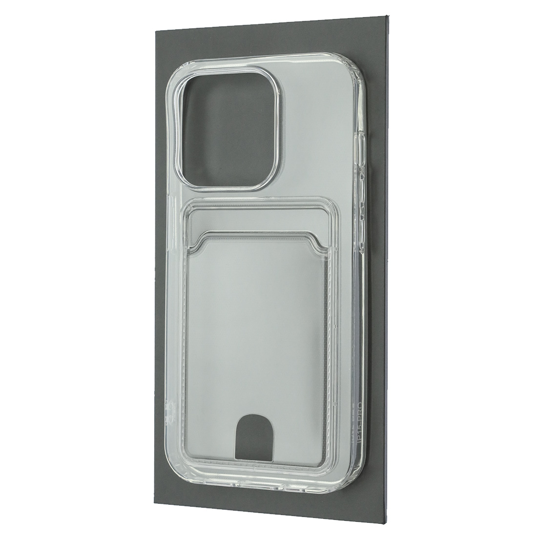 Чехол накладка CARD CASE для APPLE iPhone 15 Pro (6.1"), силикон, отдел для карт, цвет прозрачный