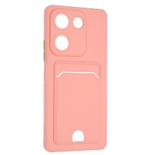Чехол накладка BUTTON для TECNO Camon 20 4G, TECNO Camon 20 Pro 4G, защита камеры, силикон, отдел для карт, цвет розовый