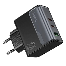 СЗУ (Сетевое зарядное устройство) HOCO GaN CS75A Star Speed, 2 USB Type C, 1 USB A, PD70W, QC3.0, цвет черный