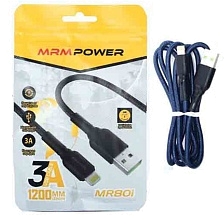 Кабель MRM MR80i Lightning 8 pin, быстрая зарядка, нейлон, 3А, длина 1.2 метра, цвет синий Кабель MRM MR80i Lightning 8 pin, быстрая зарядка, нейлон, 3А, длина 1.2 метра, цвет синий